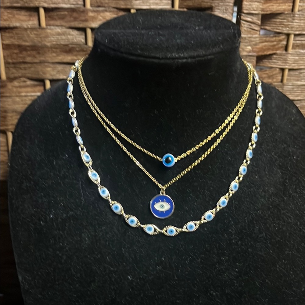 Evil Eye Necklace Bundle Gold tone